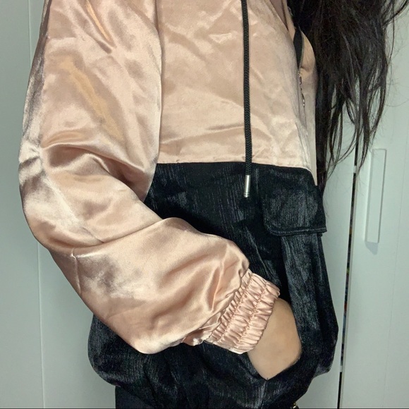 NWT Zara Satin Pocket Half Zip Jacket/Hoodie - Picture 3 of 16